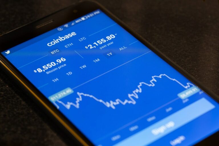 Coinbase app on a mobile device