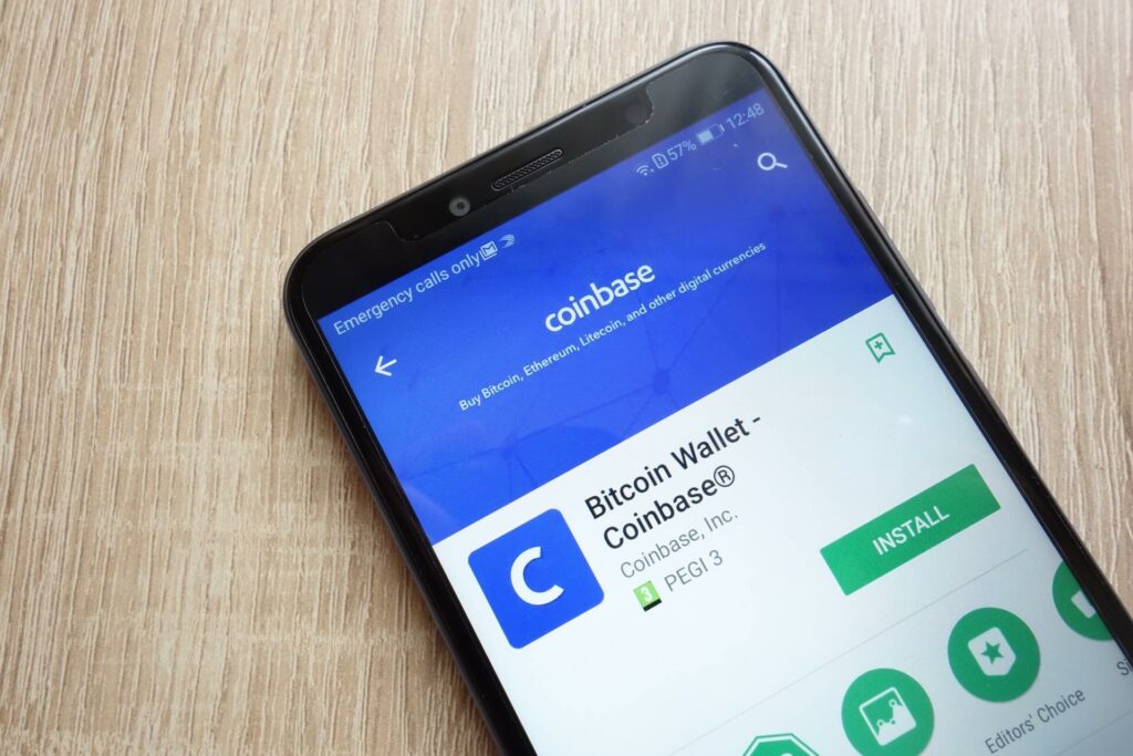 Coinbase Wallet page on the mobile app store